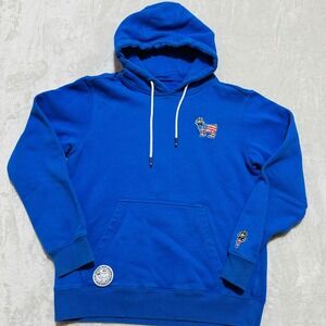 GOAT USA Mens Royal Blue Hoodie Graphic Print USA Flag Goat Logo Size M